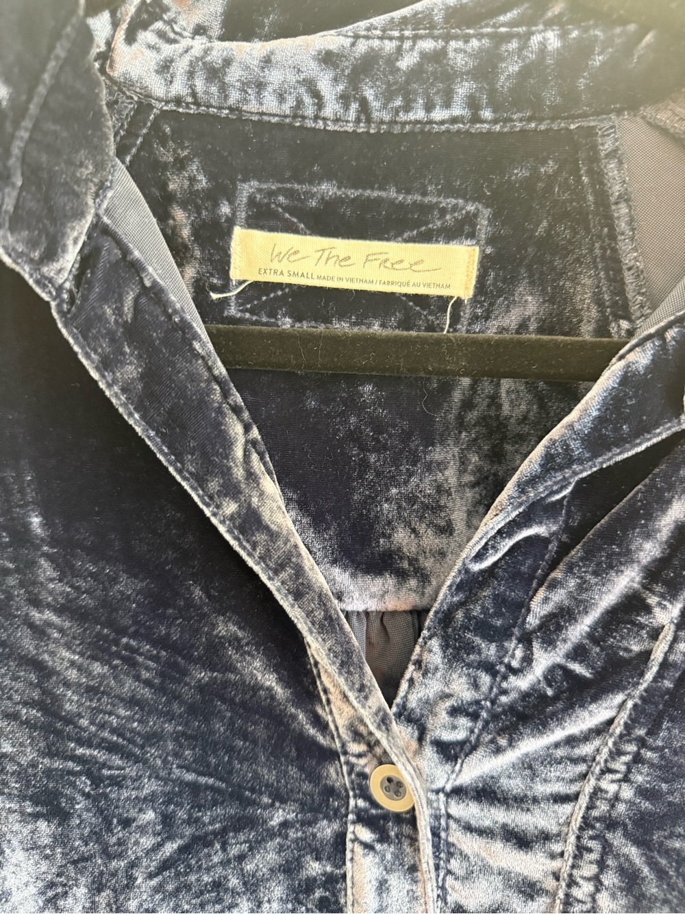 We The Free Velvet Button-Down Shirt in Navy Blue - Picture 2 of 3